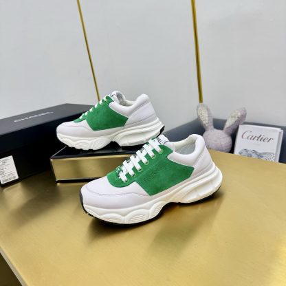 Chanel men's and women's couple's white mix and match green classic sports casual dad shoes - Image 4