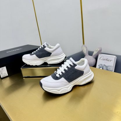 Chanel men's and women's couple's white mix and match gray classic sports casual dad shoes - Image 3