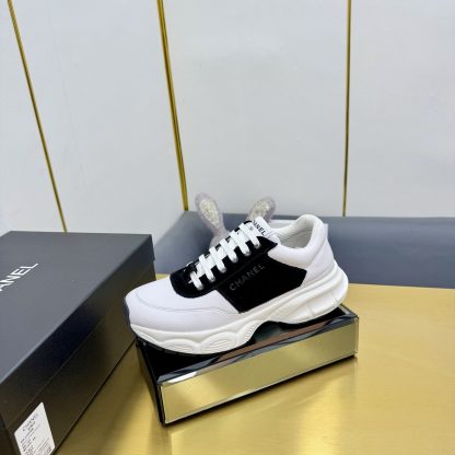 Chanel men's and women's couple's black mix and match white classic sports casual dad shoes - Image 4
