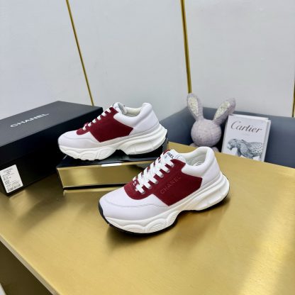 Chanel men's and women's couple's white mix and match red classic sports casual dad shoes - Image 4