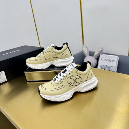 Chanel unisex couple's light yellow casual dad shoes - Image 4