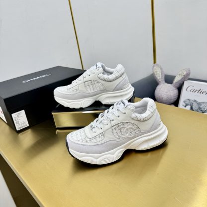 Chanel unisex couple's grey and white casual shoes - Image 4