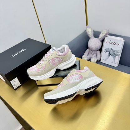 Chanel unisex couple's apricot with pink casual dad shoes - Image 4