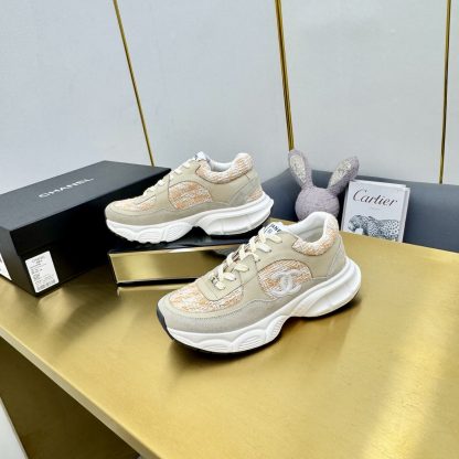 Chanel unisex couple's apricot with orange casual dad shoes - Image 4