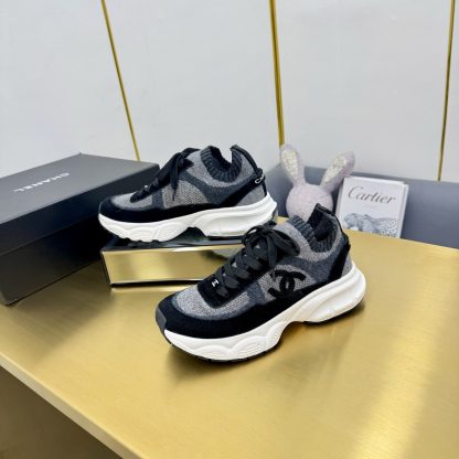 Chanel unisex couple's black with grey casual dad shoes - Image 4