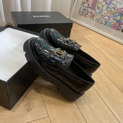 Chanel autumn and winter small round head slim retro style black loafers heel height 4.5cm - Image 4