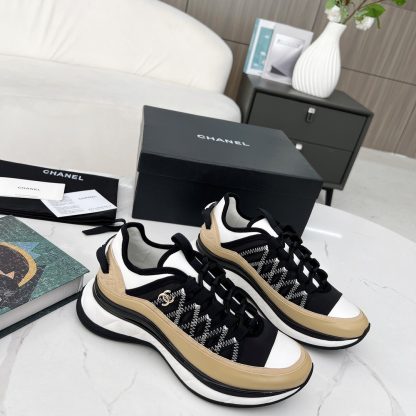 Chanel Spring and Autumn Super Durable Black Apricot Casual Shoes - Image 4