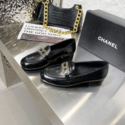 Chanel Early Spring Dance Shoes Series Small Round Toe Black Loafers Heel Height 3cm - Image 3