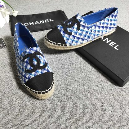 Chanel blue and white checkered numb casual shoes - Image 3