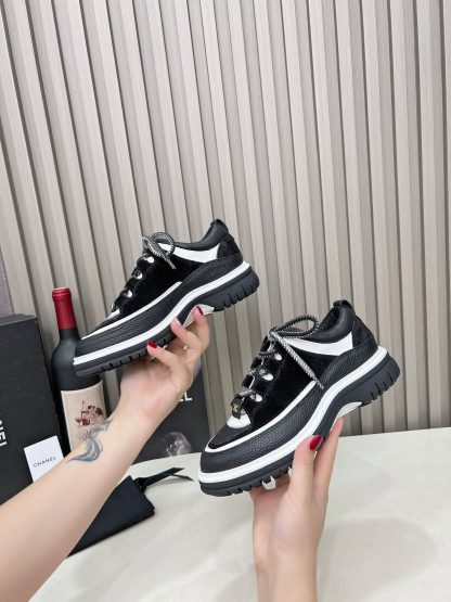 Chanel's new early spring casual black classic embroidery style casual sports shoes - Image 4