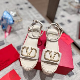 VALENTINO Braided rope wedge sandals
