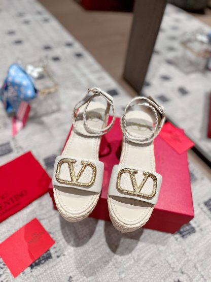 VALENTINO Braided rope wedge sandals