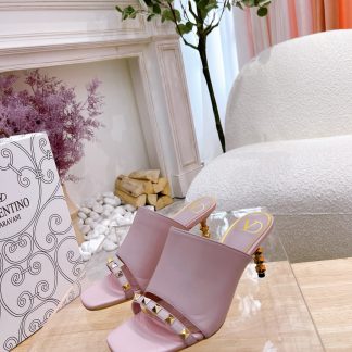 VALENTINO square toe rivet elegant sandals high heels