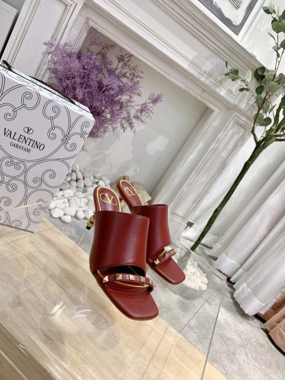 VALENTINO square toe rivet elegant sandals high heels - Image 3