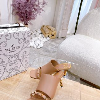 VALENTINO square toe rivet elegant sandals high heels