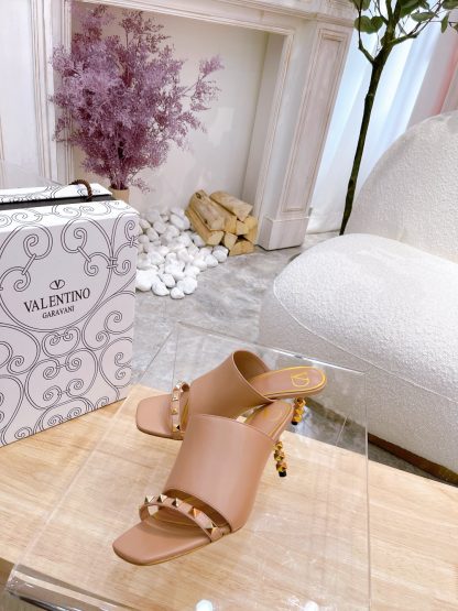VALENTINO square toe rivet elegant sandals high heels