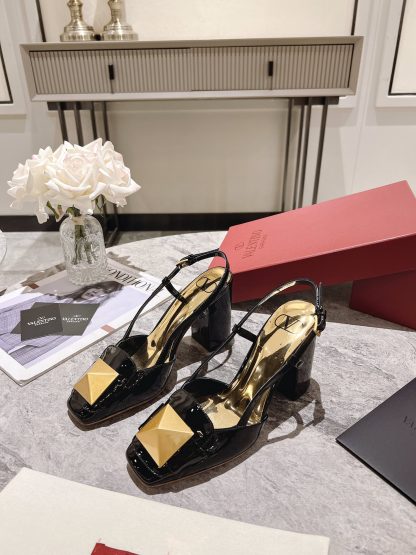 VALENTINO simple temperament large rivet high heels