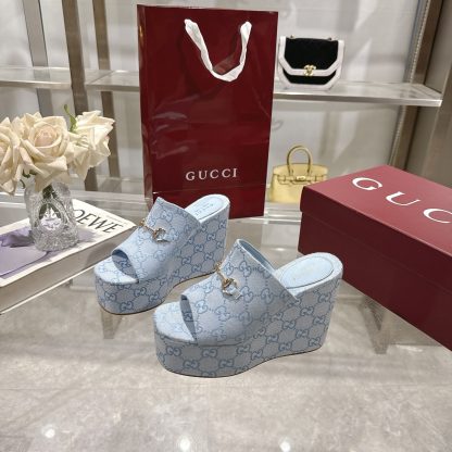 Gucci Horsebit Wedge Heel Women's Slide Sandals - Image 4