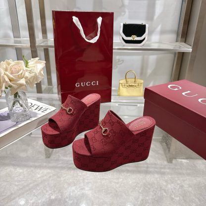Gucci Horsebit Wedge Heel Women's Slide Sandals - Image 4