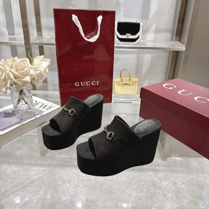 Gucci Horsebit Wedge Heel Women's Slide Sandals - Image 3