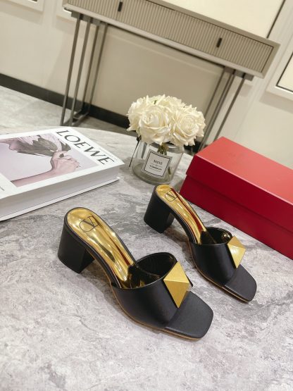 VALENTINO Gold Large Rivet High-end Sandals High Heels