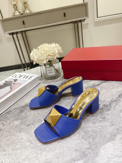 VALENTINO Gold Large Rivet High-end Sandals High Heels
