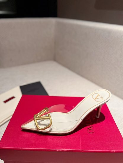 VALENTINO exquisite V buckle transparent film sandals high heels - Image 4