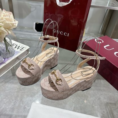 Gucci Women's Horsebit Flat Mid-Heel Platform Sandals - Image 4
