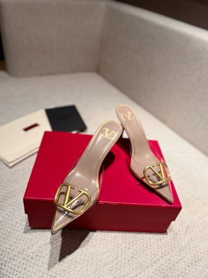 VALENTINO Fashion V Buckle Transparent Film High Heels Sandals - Image 4