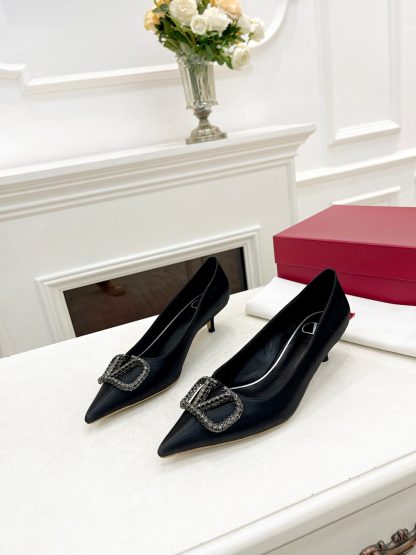 VALENTINO Rhinestone Buckle Elegant High Heels - Image 4