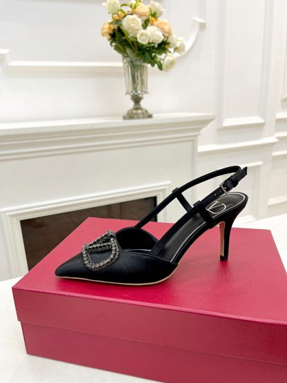 VALENTINO Rhinestone Buckle Elegant High Heels - Image 4