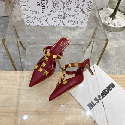 VALENTINO Gold Studded Fashion Sandals High Heels - Image 4