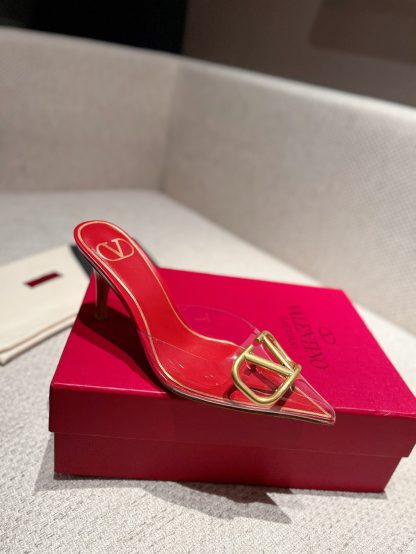 VALENTINO exquisite V buckle transparent film sandals high heels - Image 4