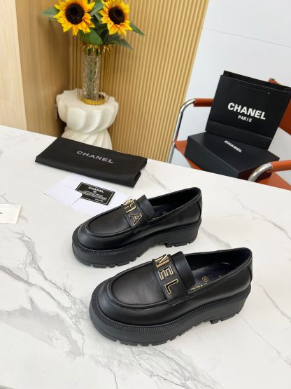 Chanel autumn and winter black lightweight and comfortable loafers thick sole 6cm - Image 4