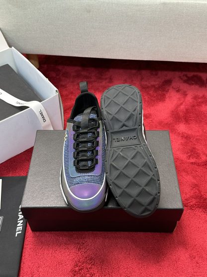 Chanel Unisex Couple Purple Mix Classic Casual Sneakers - Image 4