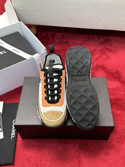 Chanel unisex couple's orange mix and match classic casual sneakers - Image 4