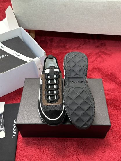 Chanel Unisex Couple Brown Mix Classic Casual Sneakers - Image 4