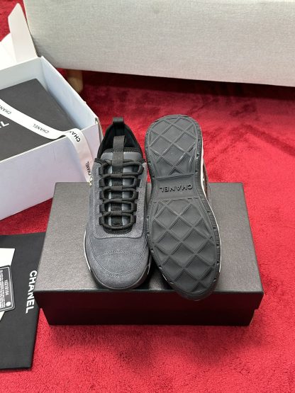 Chanel Unisex Couple Grey Mix Classic Casual Sneakers - Image 4