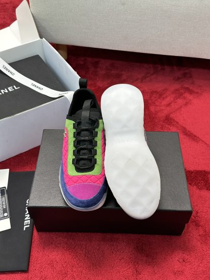 Chanel pink green men's and women's couple's mixed craft embroidery style versatile casual sports shoes - Image 4
