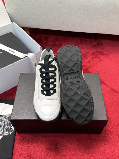 Chanel men's and women's couple's white and black mixed craft embroidery style versatile casual sports shoes - Image 3