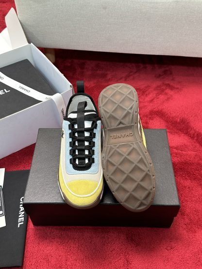 Chanel men's and women's couple's yellow and blue mixed craft embroidery style versatile casual sports shoes - Image 4