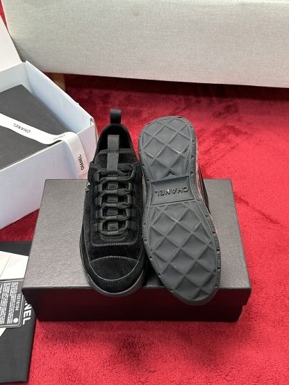 Chanel black mixed-match craft embroidery style versatile casual sports shoes for men and women - Image 4