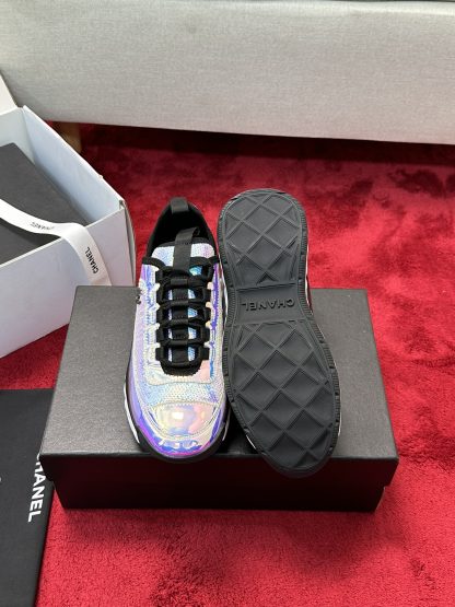 Chanel men's and women's couple's purple and blue mixed craft embroidery style versatile casual sports shoes - Image 4