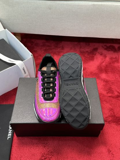 Chanel men's and women's couple's pink and purple mix and match classic fashion casual sports shoes - Image 3