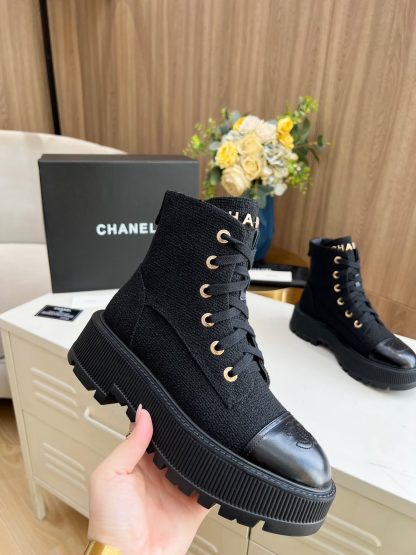 Chanel autumn and winter new black strap design non-slip boots - Image 4