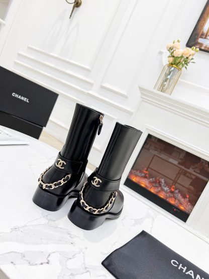 Chanel height-enhancing slimming all-match side zipper high boots heel height 2.5cm - Image 4