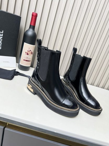 Chanel autumn and winter heavy black fashionable simple Chelsea boots - Image 4
