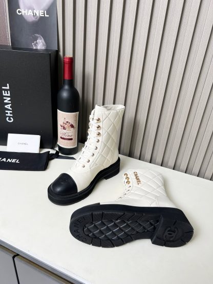Chanel autumn and winter new electric show diamond style beige boots - Image 4