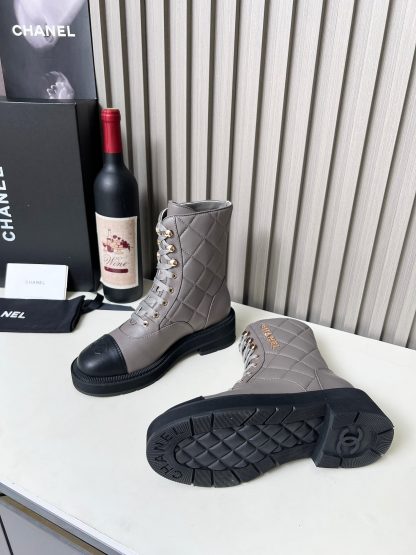 Chanel autumn and winter new electric show diamond style blue-gray boots - Image 4