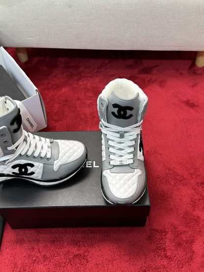 Chanel Early Autumn New Diamond Panda White and Gray Sneakers - Image 3